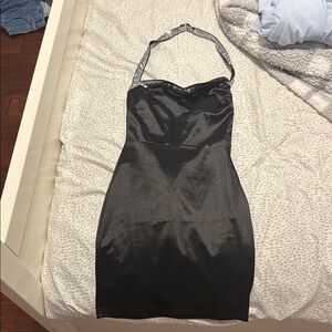 Windsor Black Ruched Halter Sheath Dress